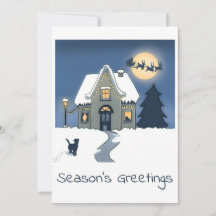 Gemütliches Haus in einer schneereichen Weihnachts