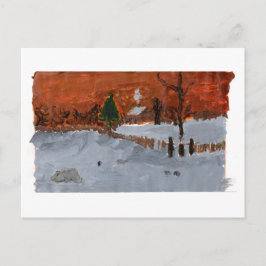 Gemütliches Haus in schneebedeckter Landschaft Postkarte