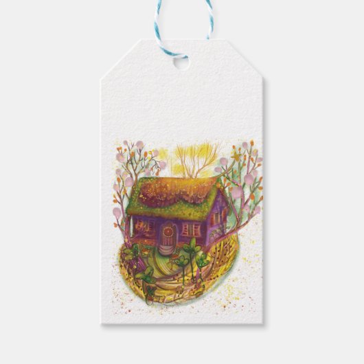 Gemütliches Hausbild Geschenkanhänger (Vorderseite)