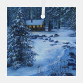 Gemütliches Häuschen im Schnee Ornament Aus Glas (Rückseite)