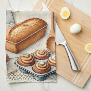 Gemütliches hausgemachtes Backszenario mit Schürze Geschirrtuch