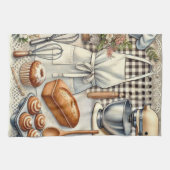 Gemütliches hausgemachtes Backszenario mit Schürze Geschirrtuch (Horizontal)
