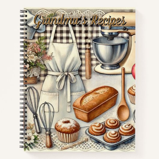 Gemütliches hausgemachtes Backszenario mit Schürze Notizblock (Vorderseite)