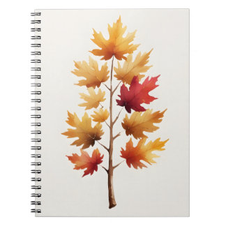 Gemütliches Herbst-Ahornbaum-Aquarell-Spiralnotizb Notizblock