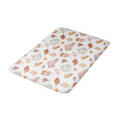 Gemütliches Herbst Essentials Wasserfarben Muster Badematte (Schrägansicht)