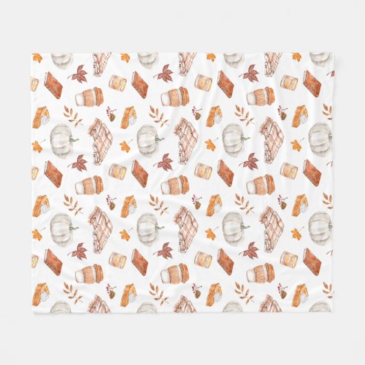 Gemütliches Herbst Essentials Wasserfarben Muster Fleecedecke (Vorderseite (Horizontal))
