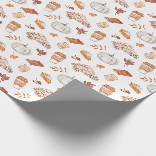 Gemütliches Herbst Essentials Wasserfarben Muster Geschenkpapier (Ecke)