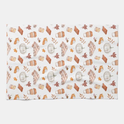 Gemütliches Herbst Essentials Wasserfarben Muster Geschirrtuch (Horizontal)