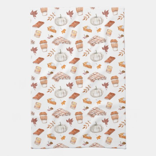 Gemütliches Herbst Essentials Wasserfarben Muster Geschirrtuch (Vertikal)