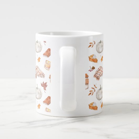 Gemütliches Herbst Essentials Wasserfarben Muster Jumbo-Tasse (Rückseite)