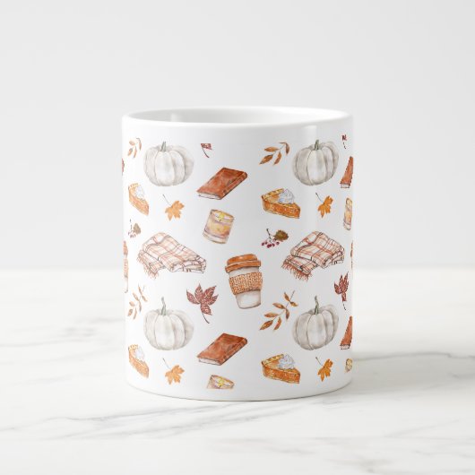 Gemütliches Herbst Essentials Wasserfarben Muster Jumbo-Tasse (Vorderseite)
