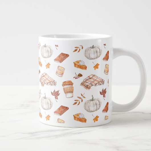 Gemütliches Herbst Essentials Wasserfarben Muster Jumbo-Tasse (Rechts)