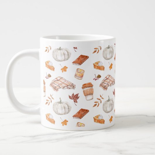 Gemütliches Herbst Essentials Wasserfarben Muster Jumbo-Tasse (Links)