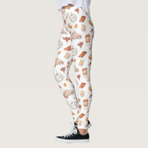 Gemütliches Herbst Essentials Wasserfarben Muster Leggings