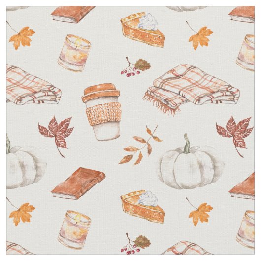 Gemütliches Herbst Essentials Wasserfarben Muster Stoff (Nahaufnahme)