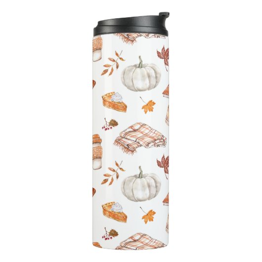 Gemütliches Herbst Essentials Wasserfarben Muster Thermosbecher (Nach links gedreht)