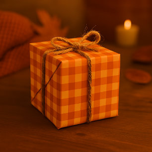 Gemütliches Herbst-Gingham-Karomuster nahtloses Mu Geschenkpapier