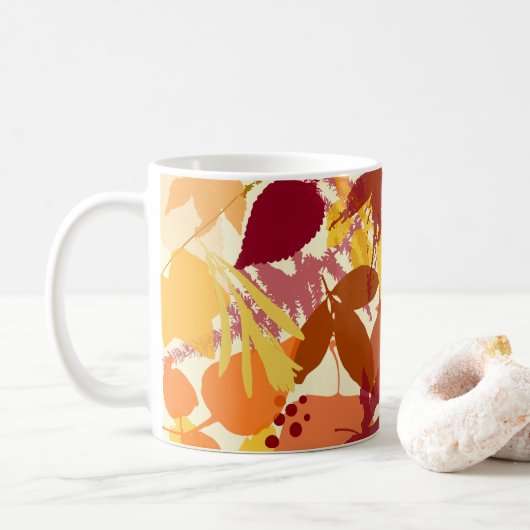 Gemütliches Herbst-Leaves-Muster-Tasse Kaffeetasse (Mit Donut)