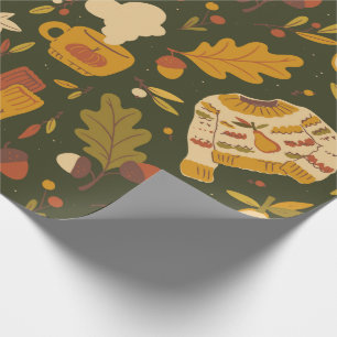 Gemütliches Herbst-Verpackungspapier Geschenkpapier