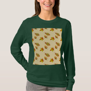 Gemütliches Herbstapfel Blätter Eiche Blätter T -  T-Shirt