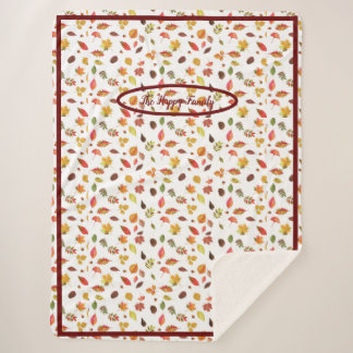 Gemütliches Herbstblanket mit Herbstblättern Sherpadecke