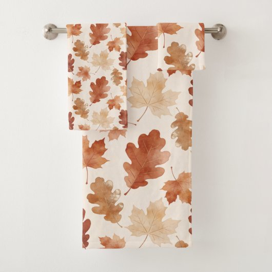 Gemütliches Herbstblattmuster Badhandtuch Set (Insitu)
