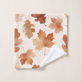 Gemütliches Herbstblattmuster Badhandtuch Set (Waschlappen)