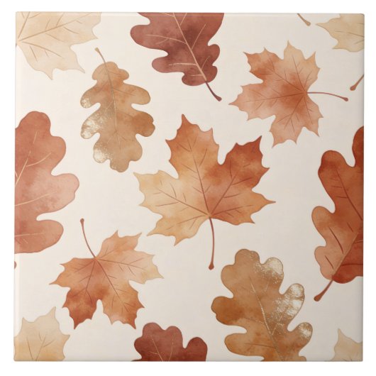 Gemütliches Herbstblattmuster Fliese (Vorderseite)