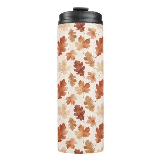 Gemütliches Herbstblattmuster Thermosbecher (Vorderseite)