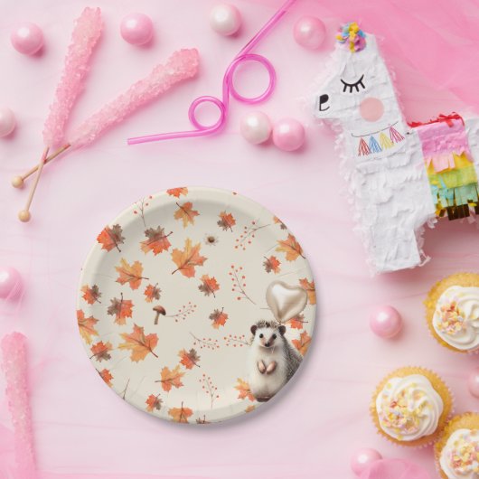 Gemütliches Herbsterlebnis - Igel & Herbst-Folien Pappteller (Party)
