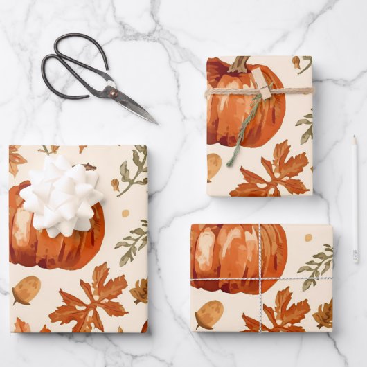 Gemütliches Herbsternte-Geschenkpapier Geschenkpapier Set (Vorderseite)