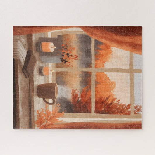 Gemütliches Herbstfenster Puzzle (Horizontal)