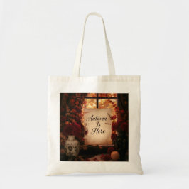 Gemütliches Herbstfenster Rustikale Falltypografie Tragetasche