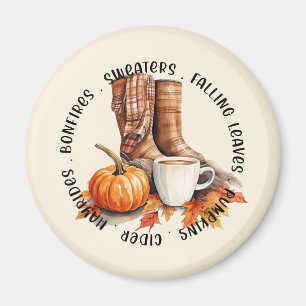 Gemütliches Herbstfeuer - Stiefel, Kürbisgewürz, F Magnet