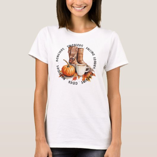 Gemütliches Herbstfeuer - Stiefel, Kürbisgewürz, F T-Shirt (Vorderseite)