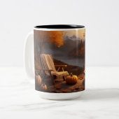 Gemütliches Herbstfeuer warmes Gewirke Pullover & Zweifarbige Tasse (Vorderseite Links)