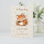 Gemütliches Herbstfox Babydusche Gemütliches Woodl Begleitkarte (Stehend Vorderseite)