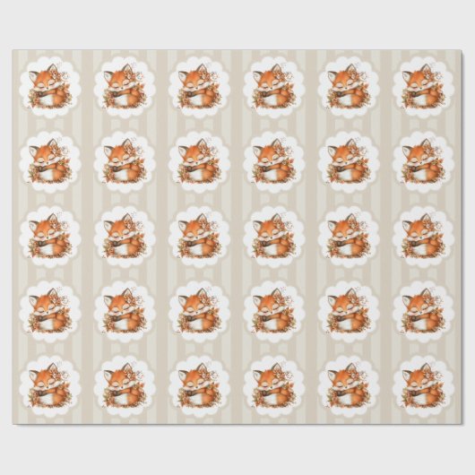 Gemütliches Herbstfox Babydusche Gemütliches Woodl Geschenkpapier (Flach)