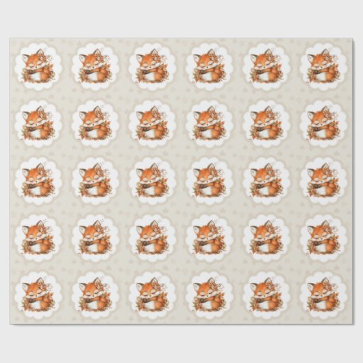 Gemütliches Herbstfox Babydusche Gemütliches Woodl Geschenkpapier (Flach)