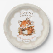 Gemütliches Herbstfox Babydusche Gemütliches Woodl Pappteller (Vorderseite)