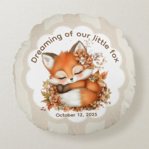 Gemütliches Herbstfox Babydusche Gemütliches Woodl Rundes Kissen