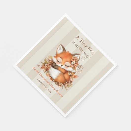 Gemütliches Herbstfox Babydusche Gemütliches Woodl Serviette (Ecke)
