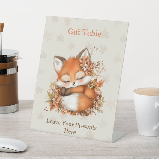 Gemütliches Herbstfox Babydusche Gemütliches Woodl Sockelschild (In SItu)