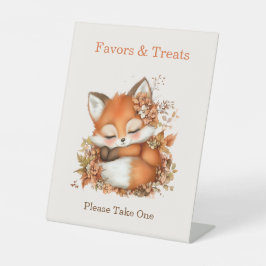 Gemütliches Herbstfox Babydusche Gemütliches Woodl Sockelschild