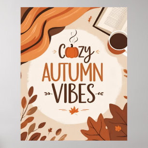 Gemütliches Herbstglas - Minimalistisches Flachdes Poster