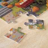 Gemütliches Herbsthäuschen mit Kürbissen Puzzle (Seite)