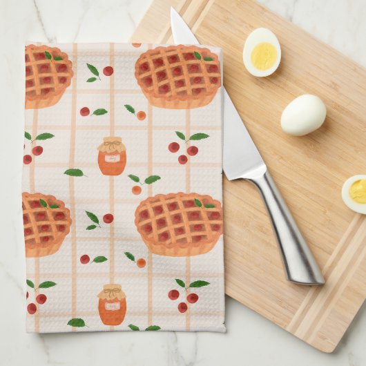 Gemütliches Herbstkuchen-Muster Geschirrtuch (Viertel Falte)