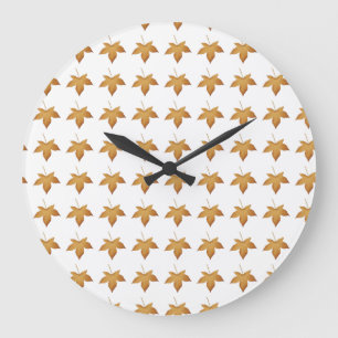 Gemütliches Herbstlaub-Muster Ästhetisches Design Große Wanduhr