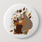 Gemütliches Herbstmädchen Button (Vorderseite)