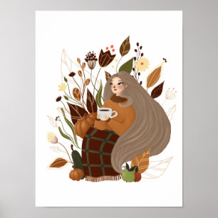Gemütliches Herbstmädchen Poster